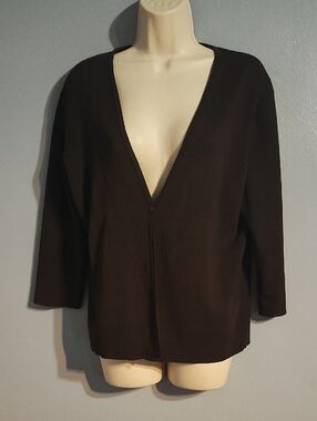 George Chocolate Brown V-Neck Lightweight One Button Cardigan
